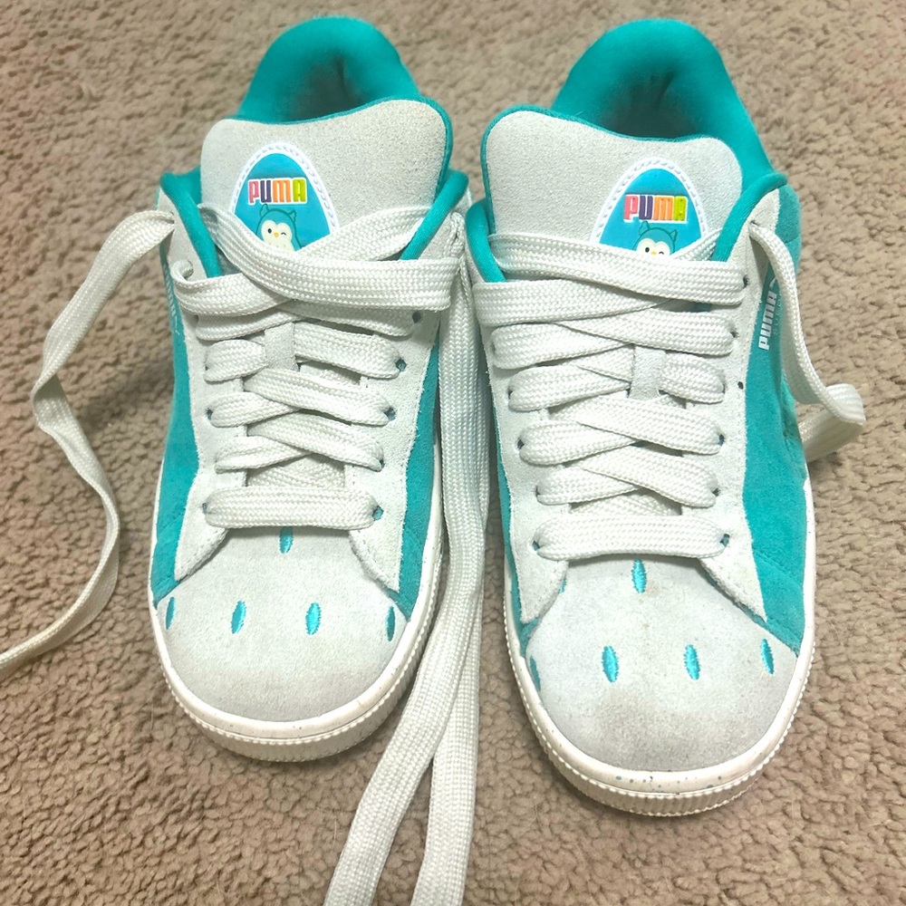 PUMA Squishmellow X Suede Xl Winston Lace Up  Womens Green Sneakers  Size 8.5